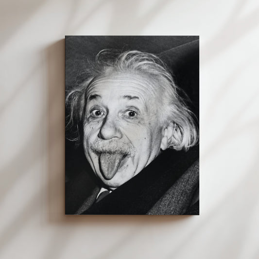 a black and white photo of an old man sticking his tongue out