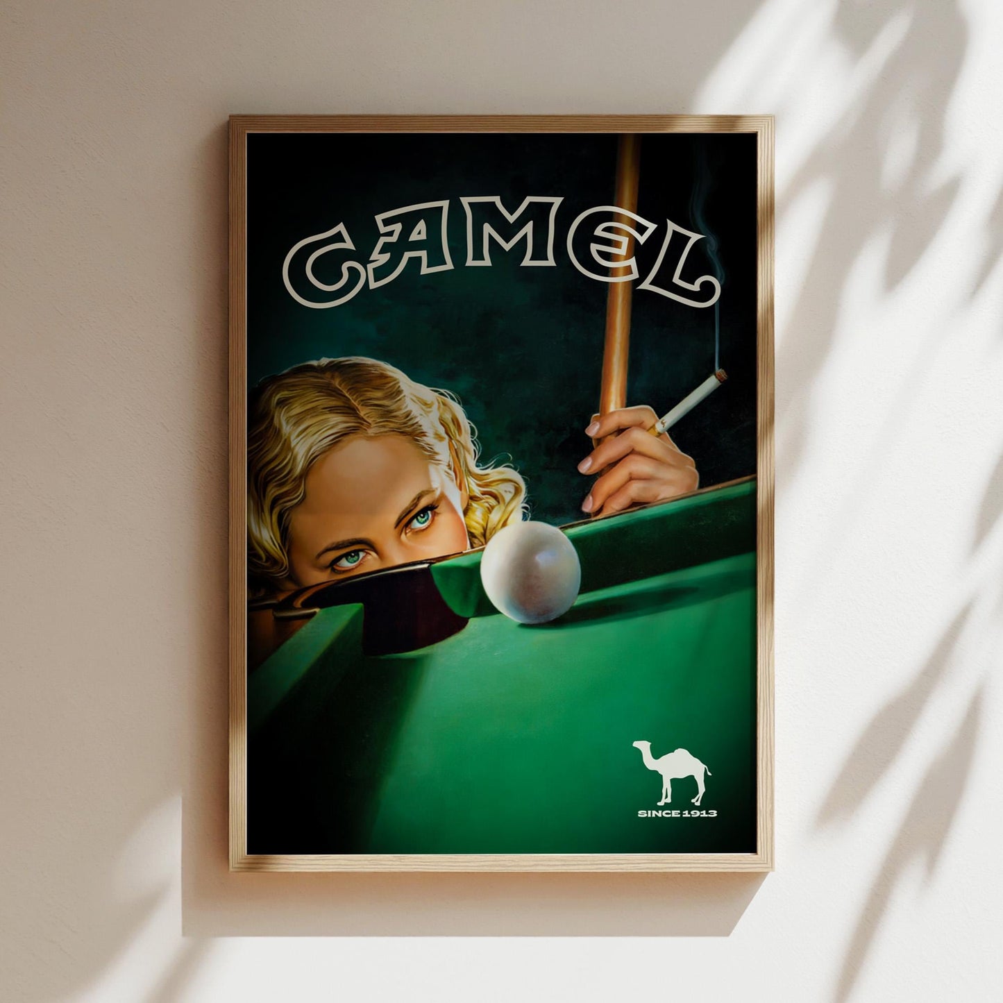 Camel Cigarettes Vintage Poster, Camel Billards Advertisement Print, Pool Snooker, Billiards & Smoking Canvas , Camel Canvas, Cigar Smoke