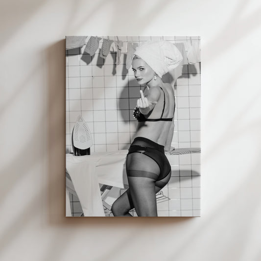 a black and white photo of a woman in lingerie