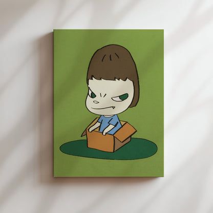 a picture of a cartoon character holding a box