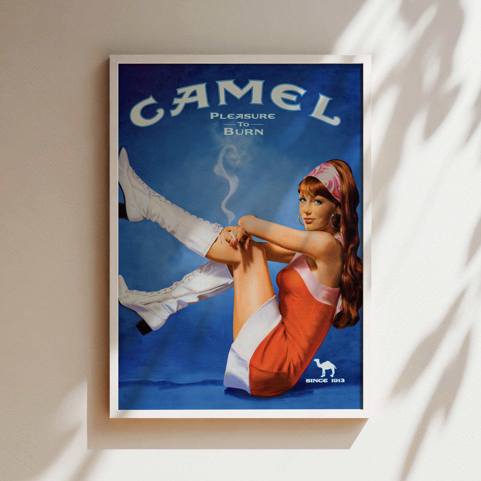 a poster of a woman holding a man's leg