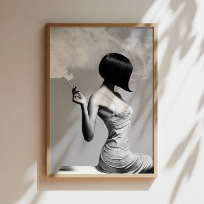 a painting of a woman smoking a cigarette