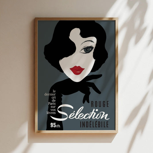 Rouge Selection Indeleble Vintage Advertising Poster, Canvas, Print, Framed, Lipstick Fashion Vintage Advertising Poster Art Print