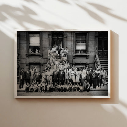 a black and white photo of a group of people