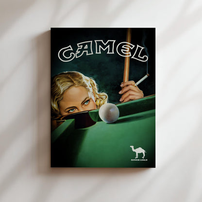 Camel Cigarettes Vintage Poster, Camel Billards Advertisement Print, Pool Snooker, Billiards & Smoking Canvas , Camel Canvas, Cigar Smoke